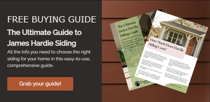 This image promotes a free guide about James Hardie siding.