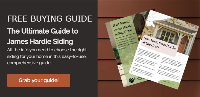 This image promotes a free guide about James Hardie siding.