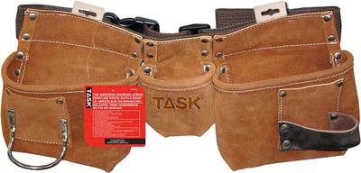 A light brown suede tool belt from Task. 