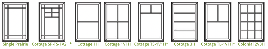 Different grid patterns for the windows.