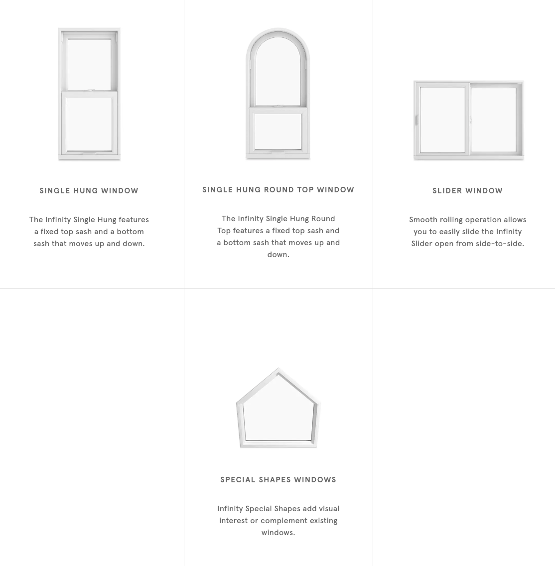 Infinity from Marvin window shape options.