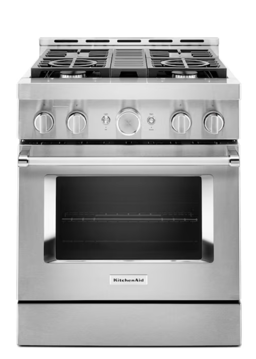 A large stainless steel smart oven.