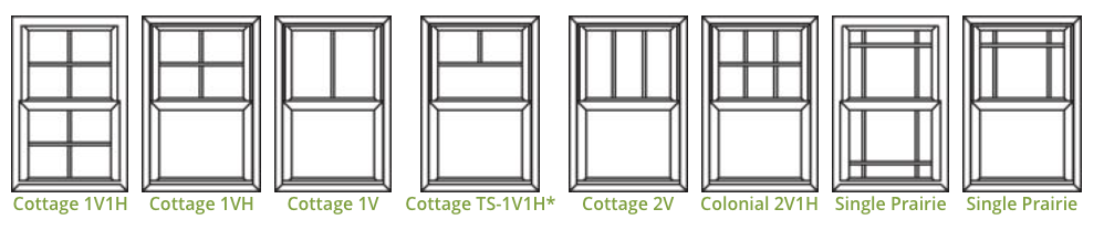 Different grid patterns for the windows.